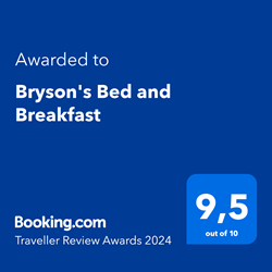 Booking.com Traveller Review Awards 2024 — Bryson's Bed and Breakfast rated 9.5 out of 10